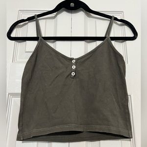 John Galt - Cropped Tank - Dark green/brown - Size Small